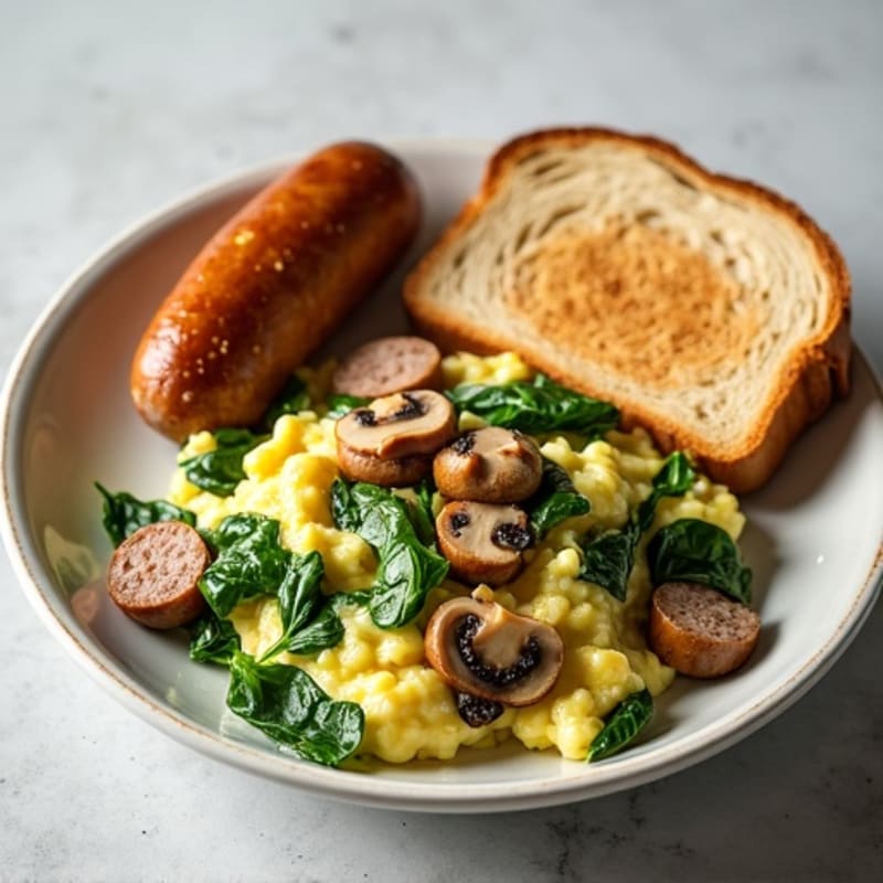 Protein-Packed Spinach and Mushroom Egg White Scramble