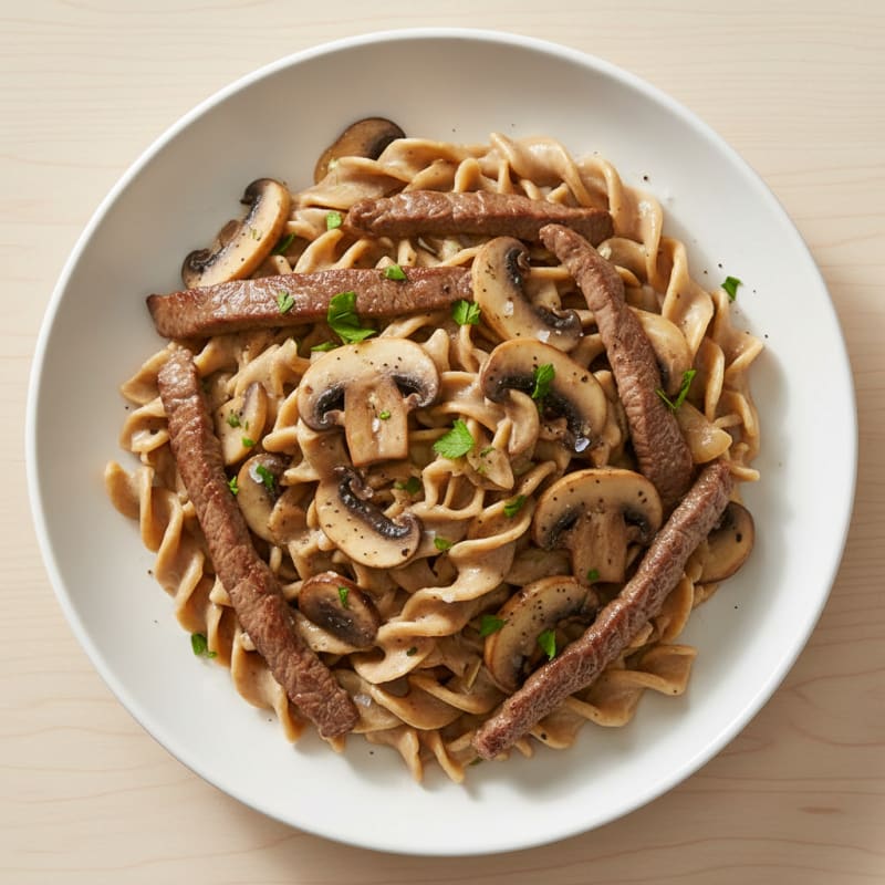 Tender Creamy Beef Stroganoff with Mushrooms