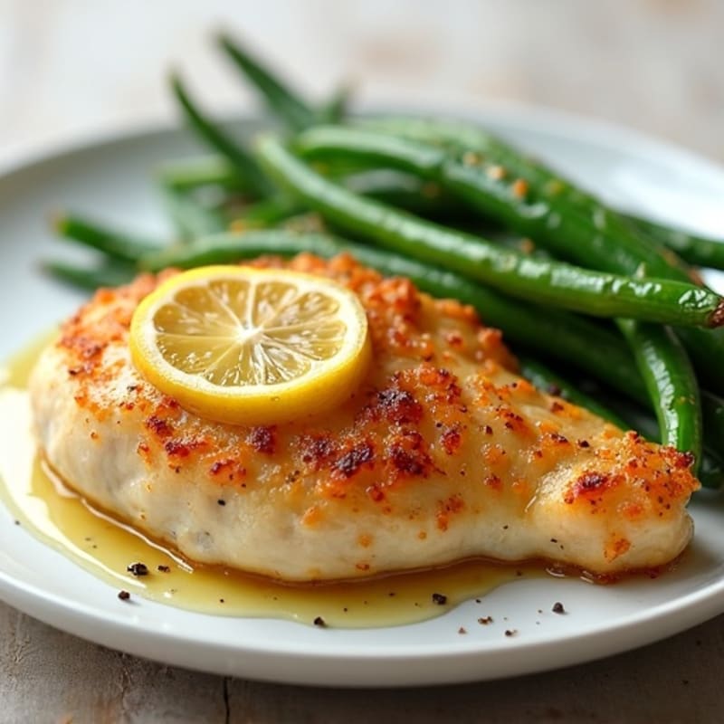 Crispy Lemon-Garlic Roasted Chicken with Green Beans
