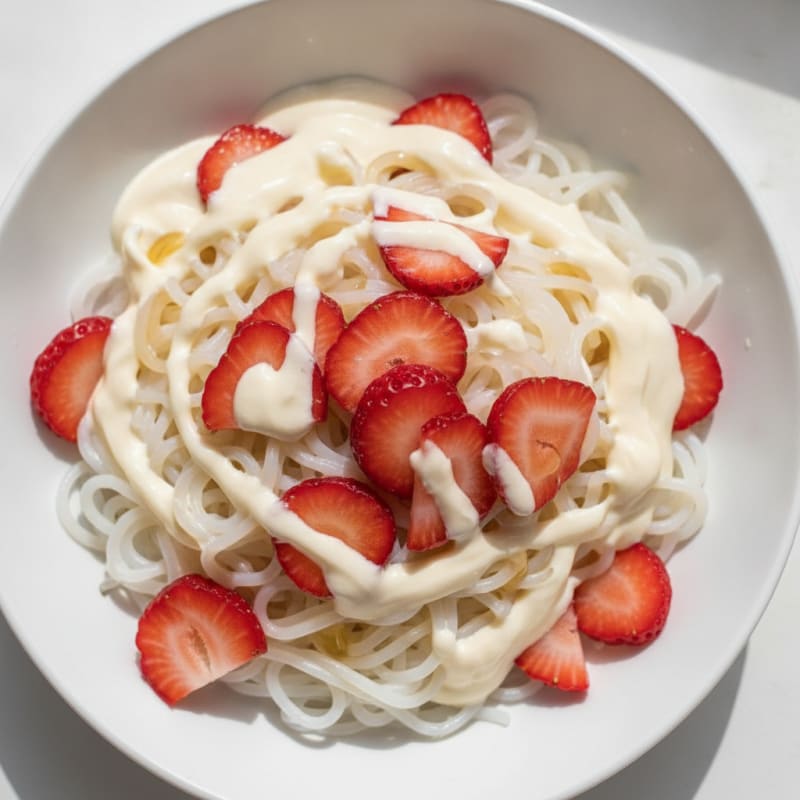 Creamy Protein Pasta with Vanilla Greek Yogurt Sauce