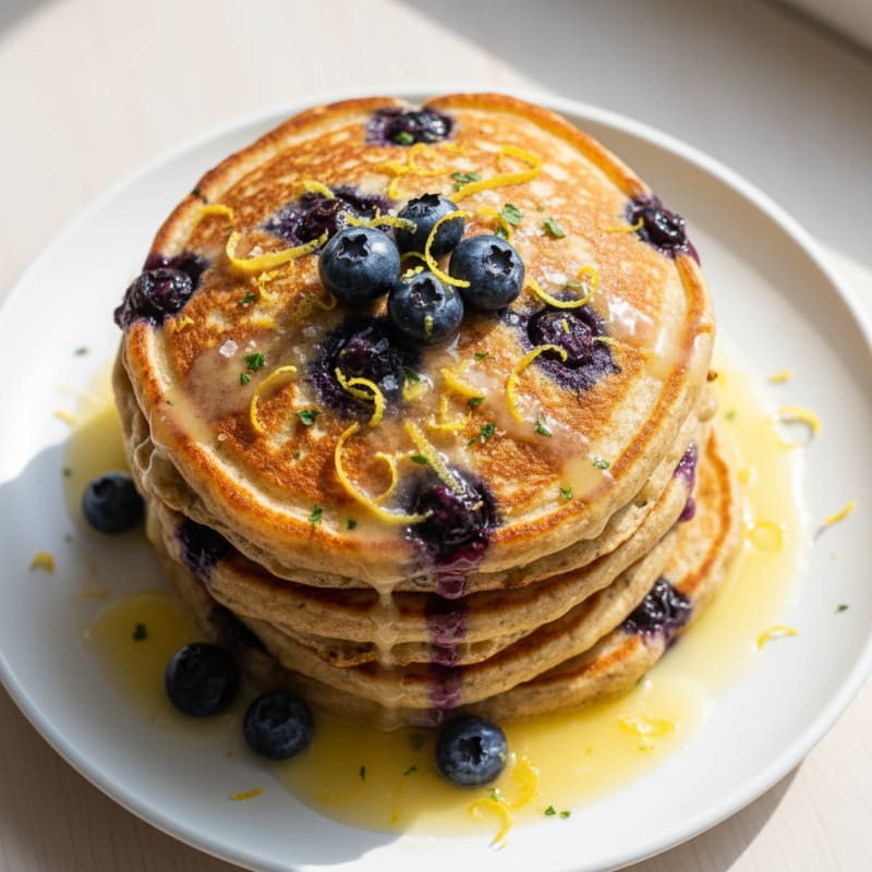 Blueberry Ricotta Pancakes with Lemon Zest