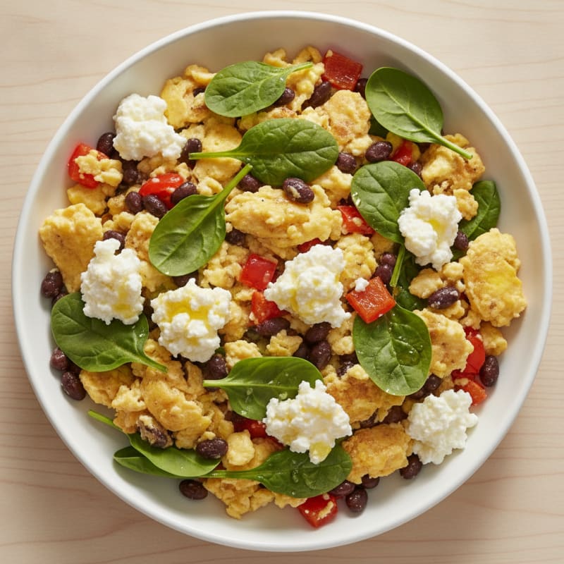 Egg and Veggie Scramble with Cottage Cheese