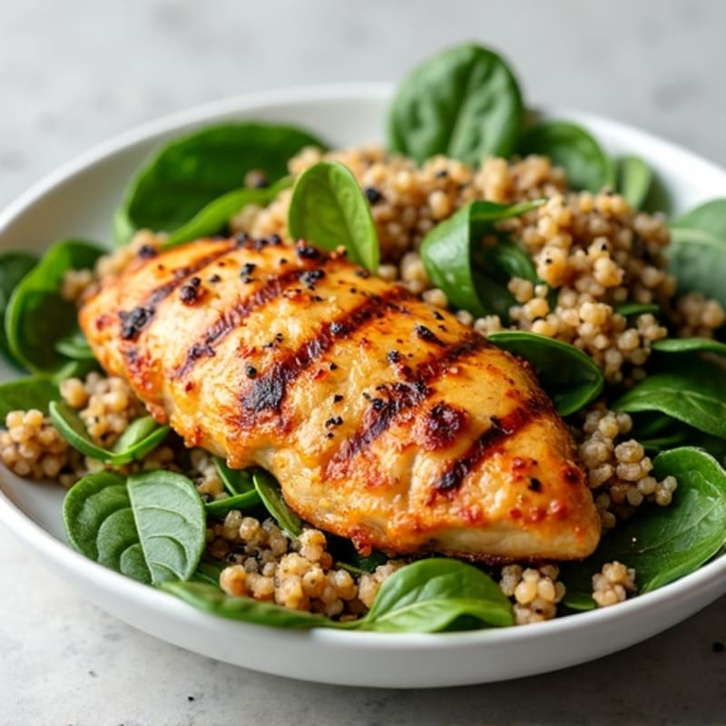 Grilled Chicken Breast with Spinach and Quinoa Salad