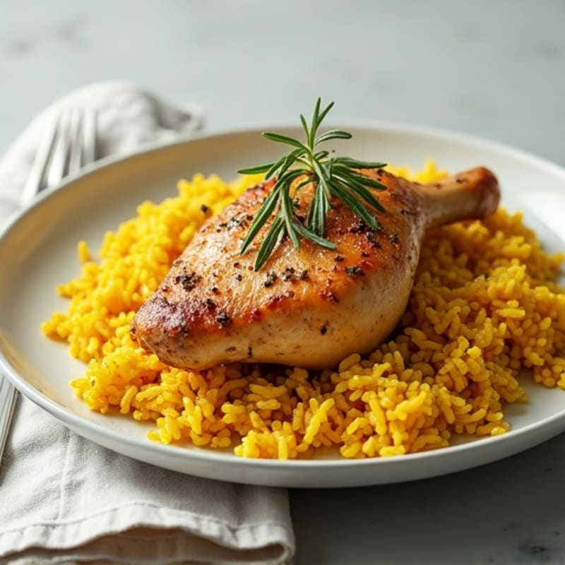 Herb-Roasted Chicken with Garlic Turmeric Rice