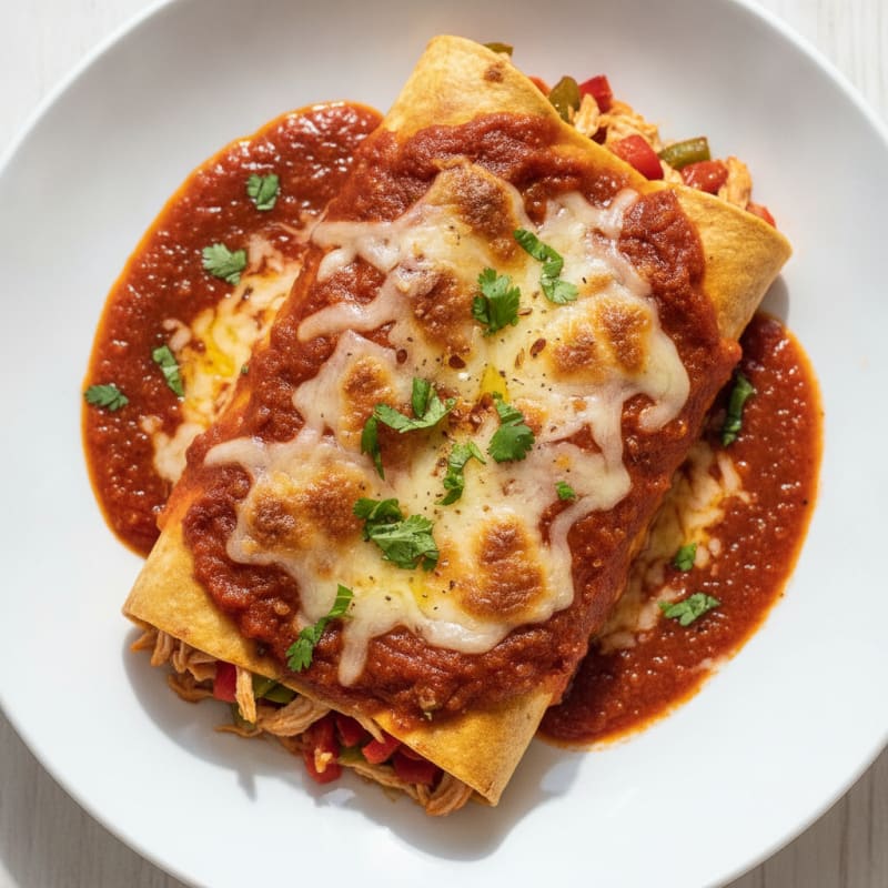 Chicken Enchiladas with Red Chili Sauce