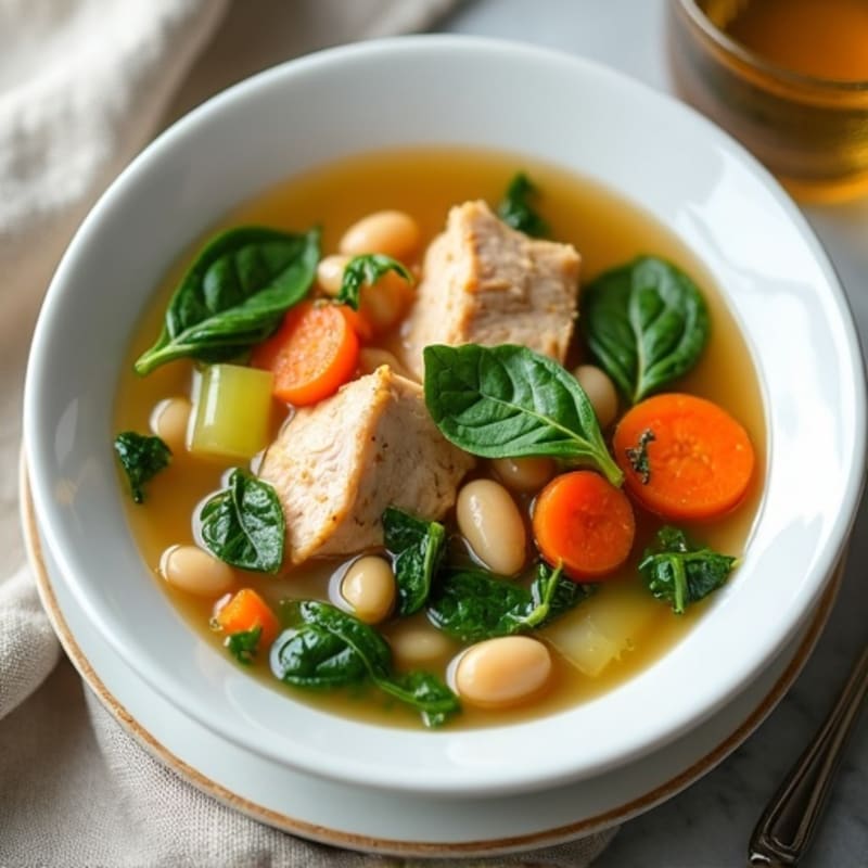 Wholesome Chicken and White Bean Soup with Fresh Spinach