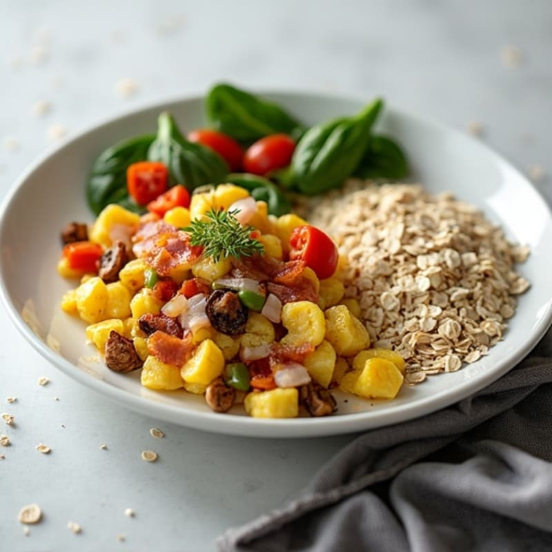 Egg White Veggie Scramble with Turkey Bacon & Oats