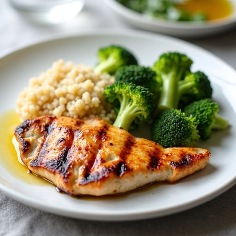 Grilled Chicken Breast with Quinoa and Steamed Broccoli