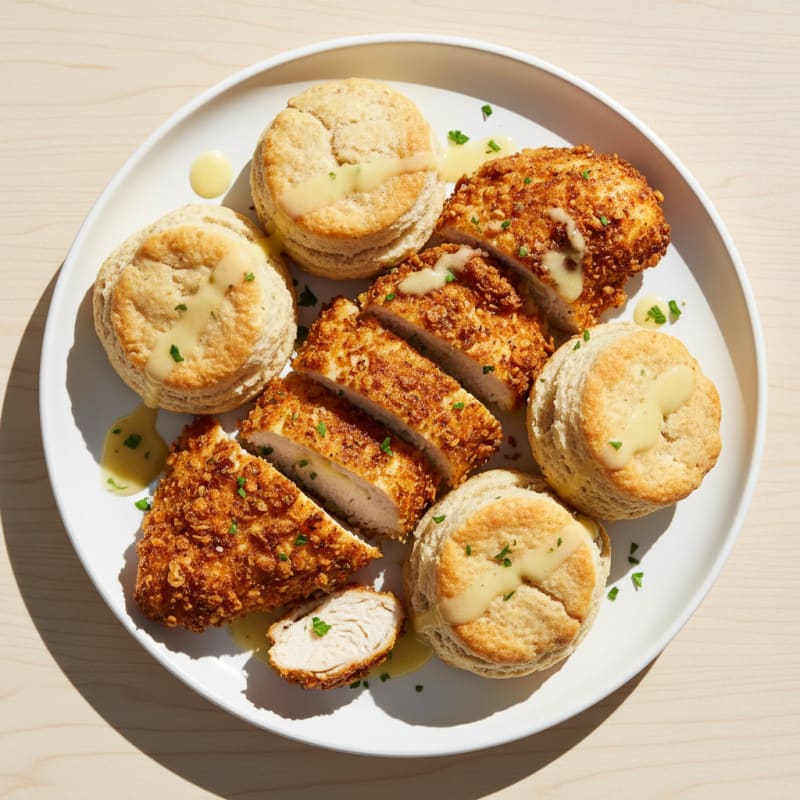 Buttermilk Fried Chicken with Fluffy Biscuits