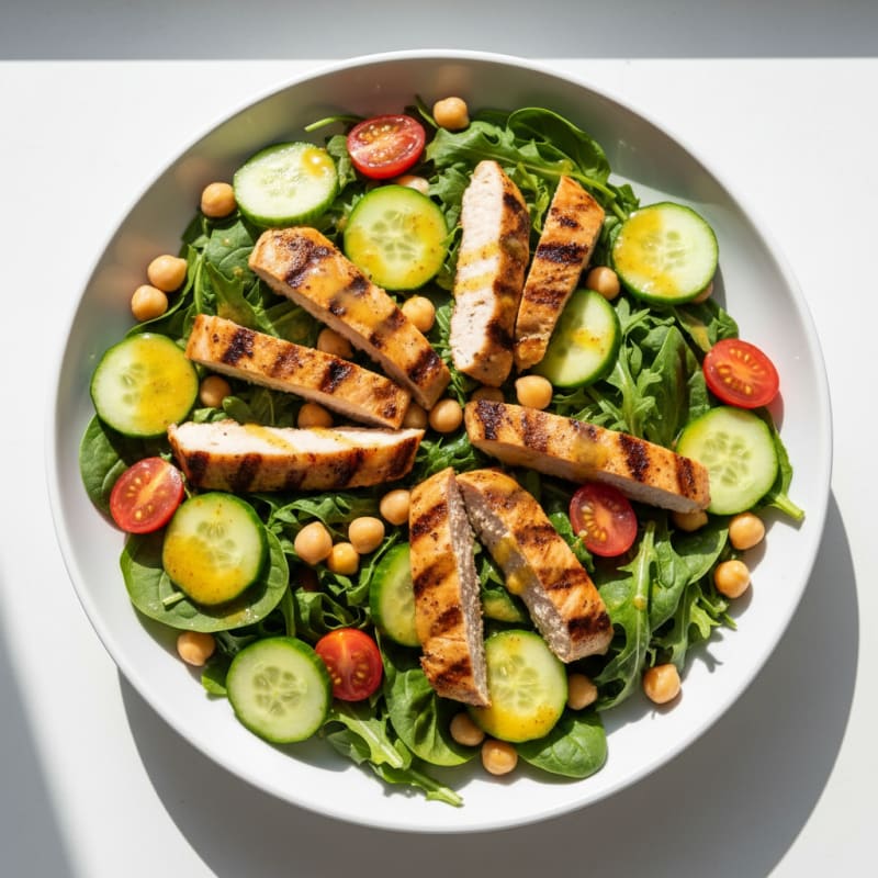 Grilled Turkey Breast Salad with Chickpeas and Lemon Vinaigrette