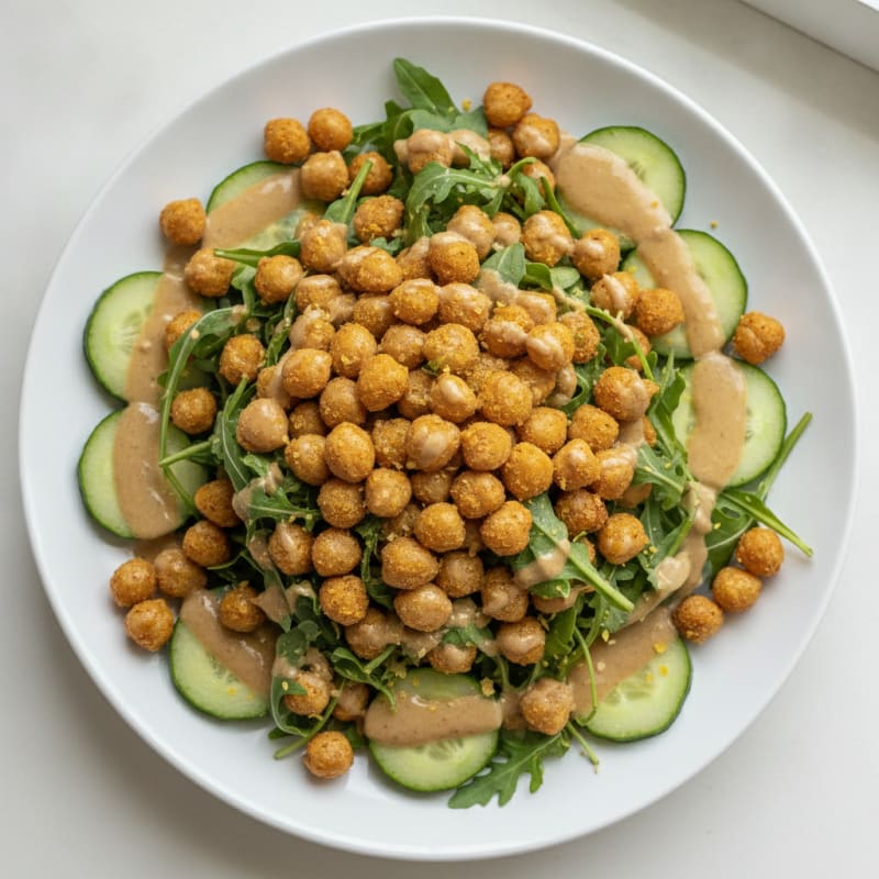 Crispy Chickpea Salad with Lemon-Tahini Dressing