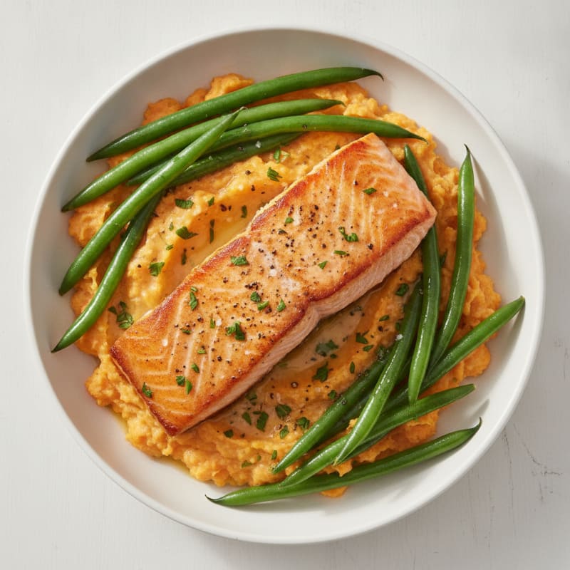 Pan-Seared Salmon with Sweet Potato Mash Bowl