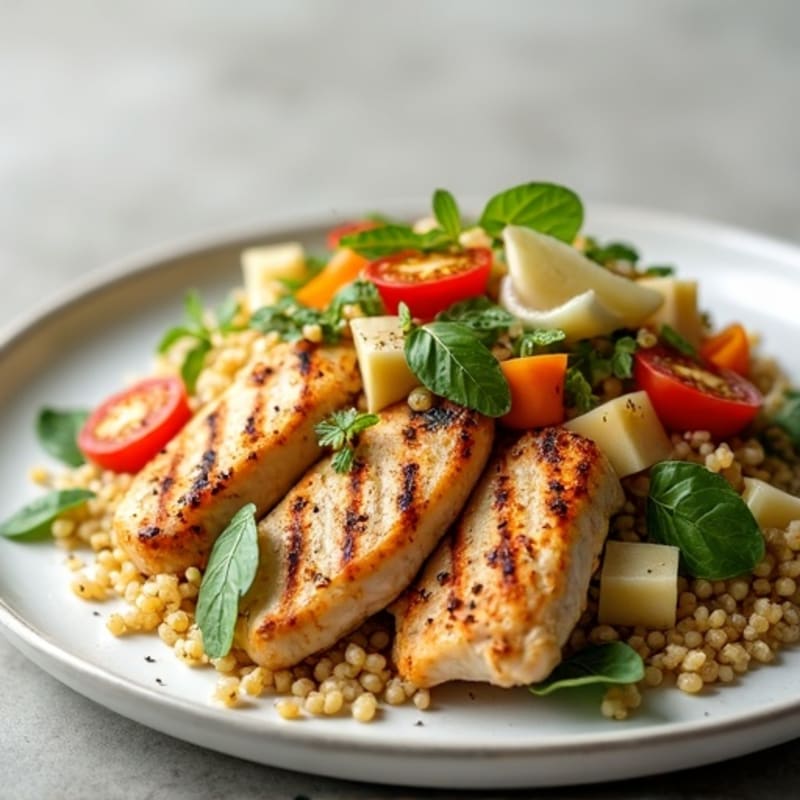 Grilled Chicken and Quinoa Salad with Crunchy Vegetables