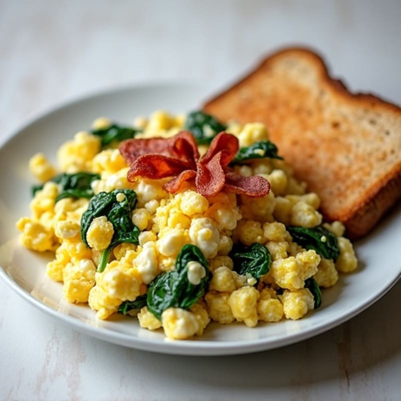 Egg White and Spinach Scramble with Turkey Bacon
