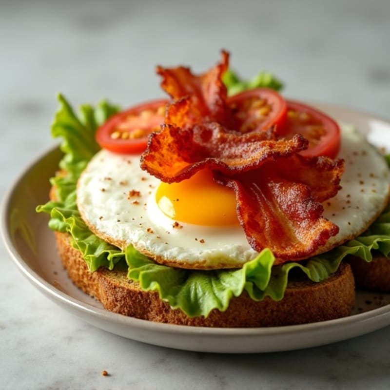 Crispy Bacon, Fresh Lettuce, Tomato, and Creamy Avocado Toast