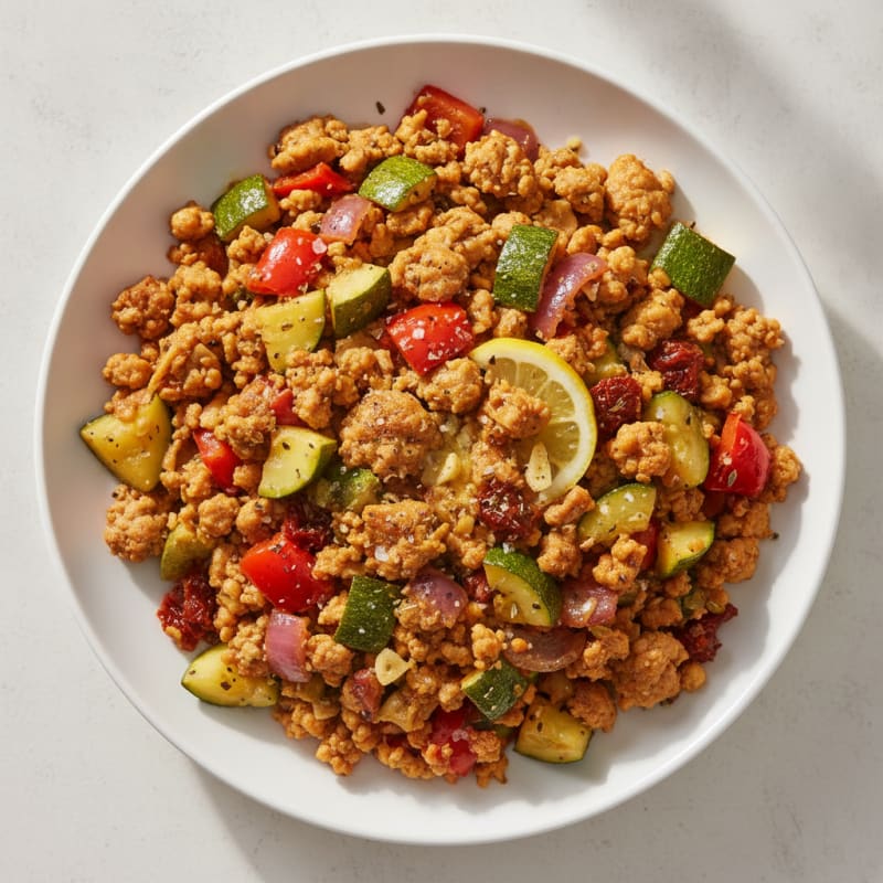 Mediterranean Ground Turkey and Vegetable Skillet