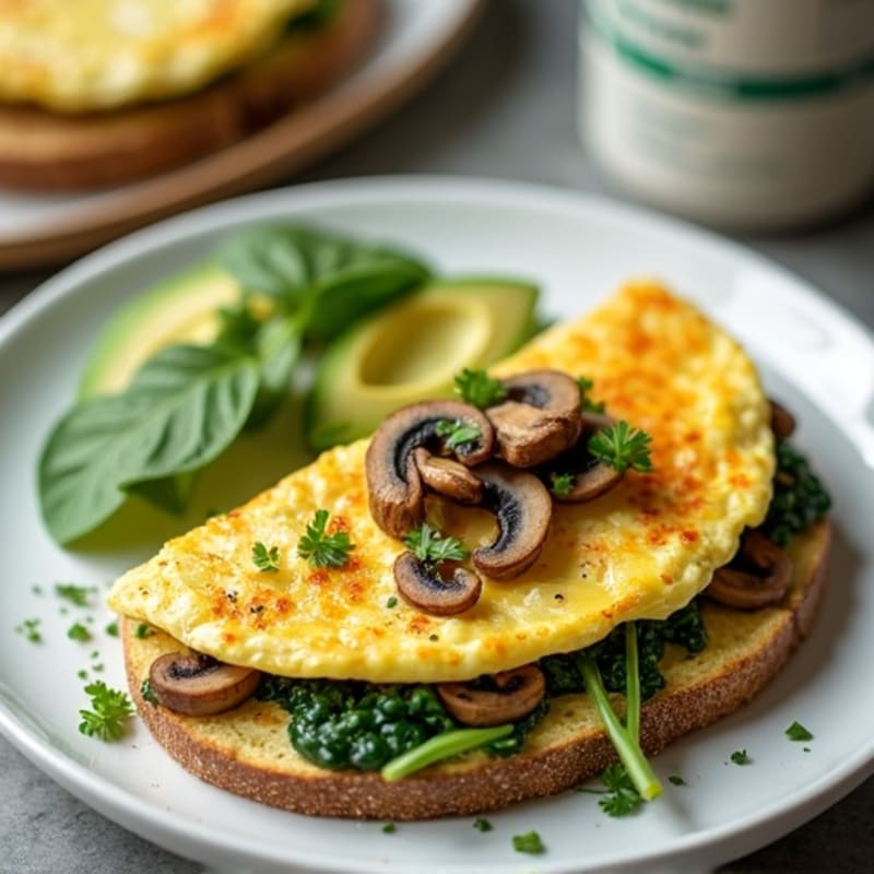 Light and Fluffy Spinach Mushroom Egg White Omelette