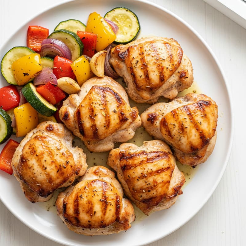 Grilled Chicken Thighs with Roasted Vegetables