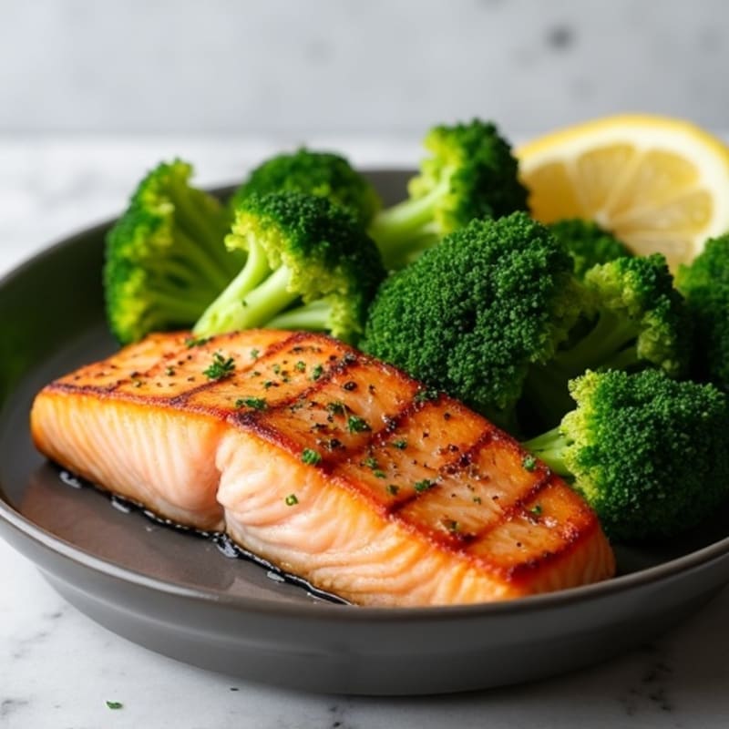 Crispy Pan-Seared Salmon with Lemon-Garlic Broccoli