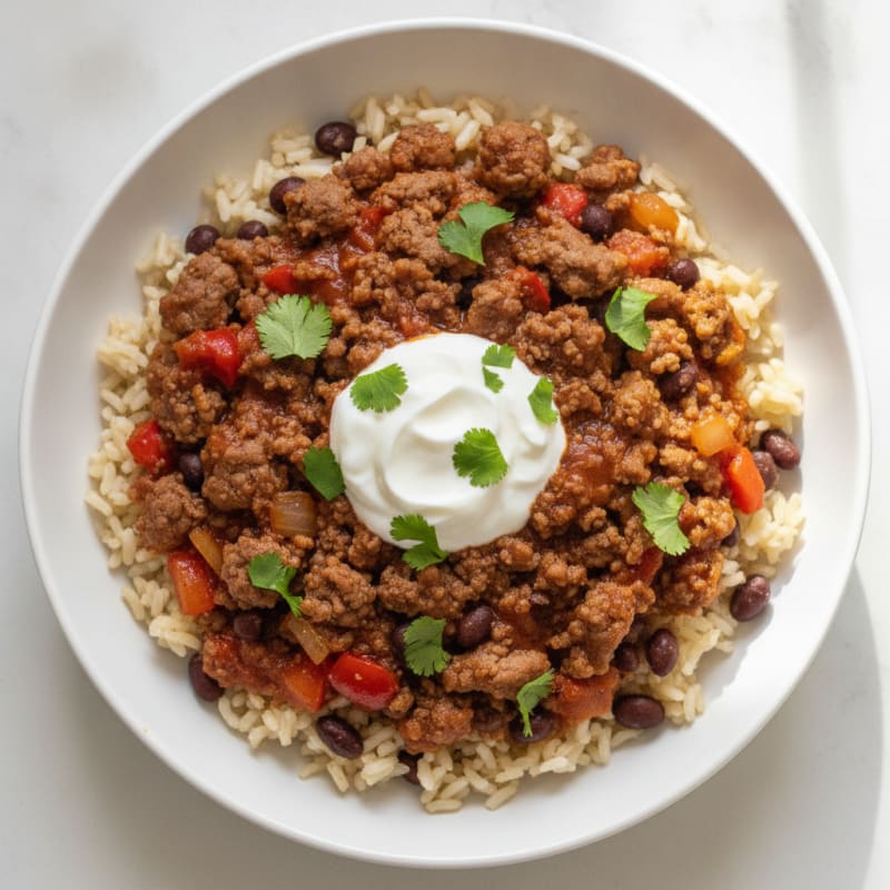 Ground Beef Enchilada Rice Bowl