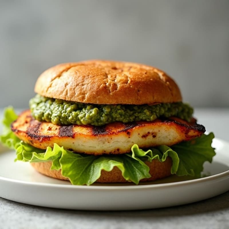 Grilled Pesto Chicken Sandwich with Fresh Greens