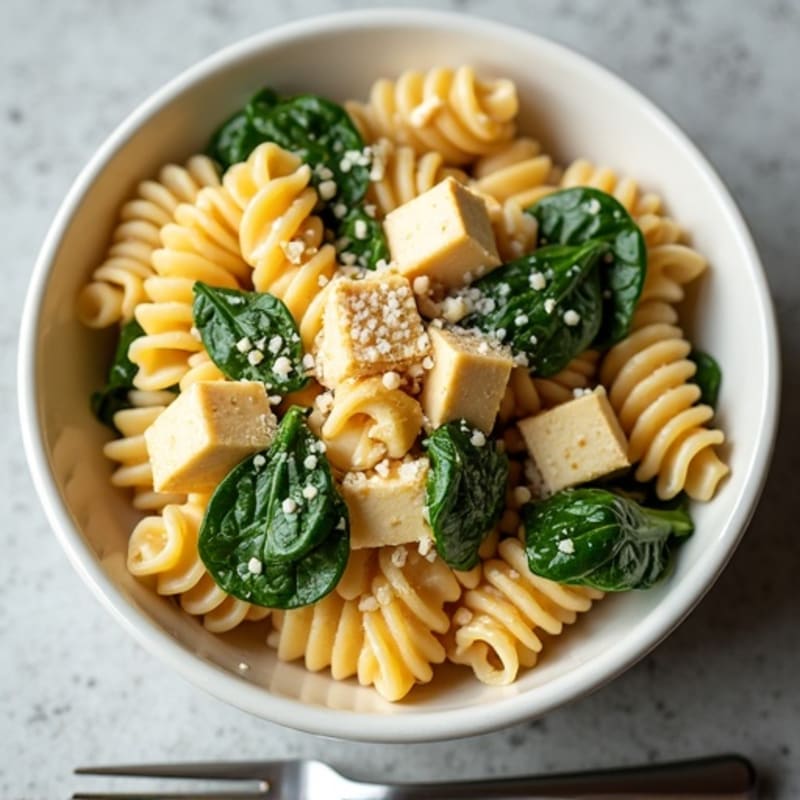 Creamy Cashew Alfredo Pasta with Garlicky Greens