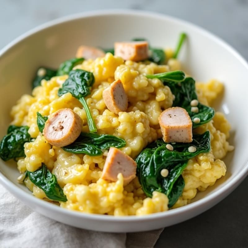 Egg White and Turkey Spinach Scramble