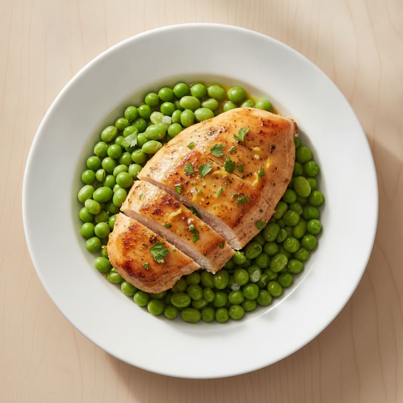 Lemon Herb Chicken with Edamame and Peas