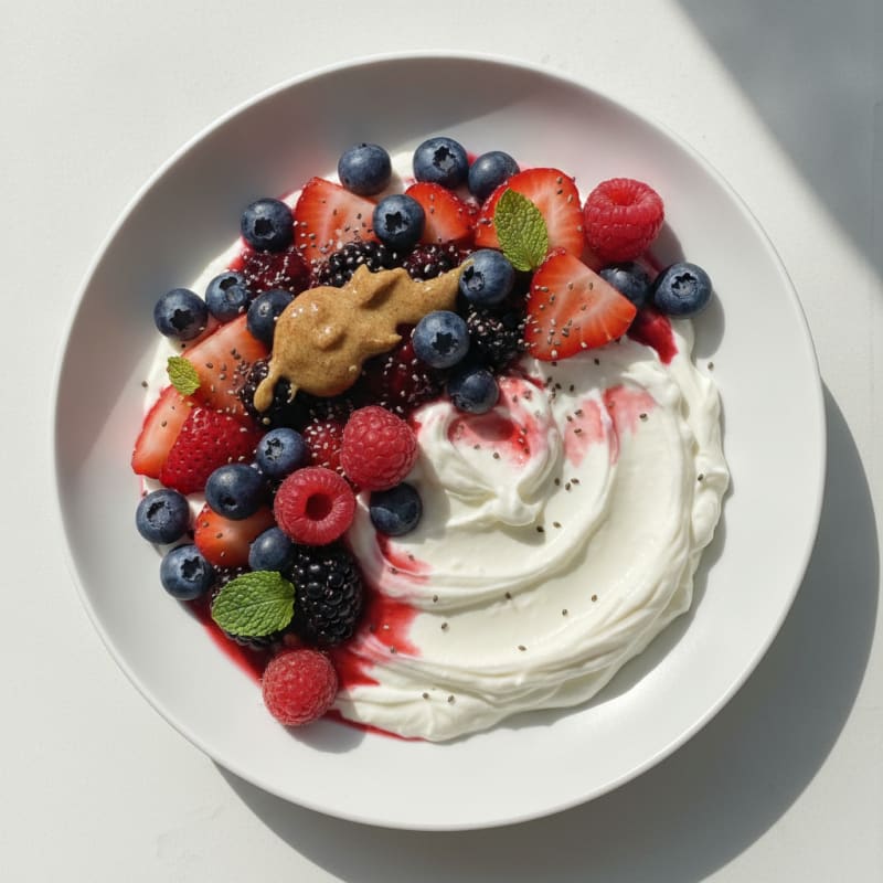 Silky Greek Yogurt Protein Pudding with Mixed Berries