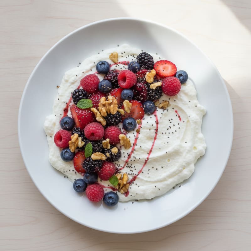 Silky Greek Yogurt Protein Mousse with Mixed Berries