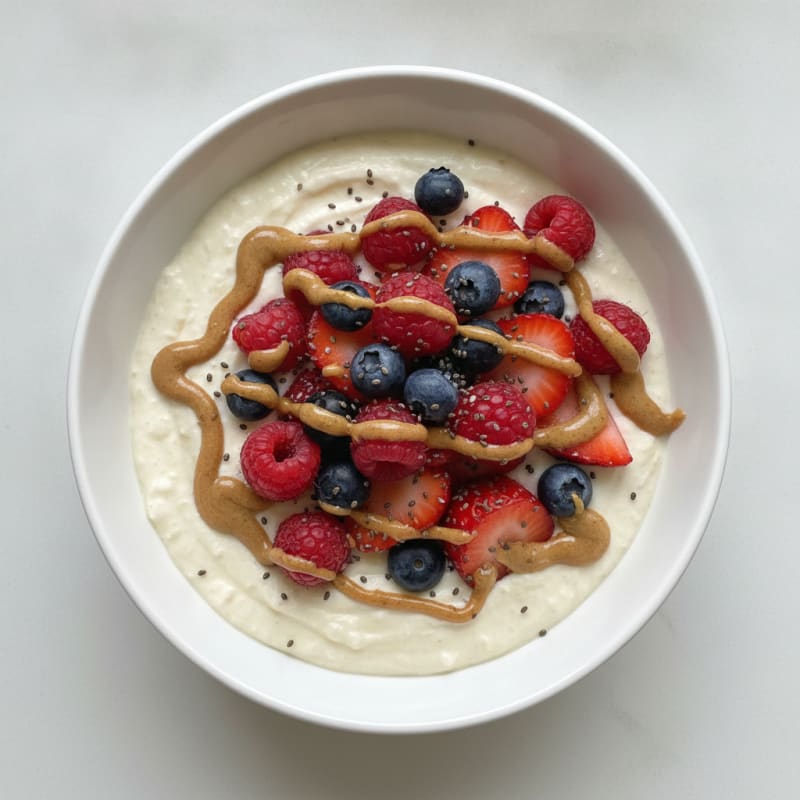 Silky Greek Yogurt Protein Pudding with Mixed Berries