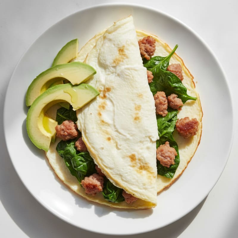 Egg White Spinach Omelet with Turkey Sausage