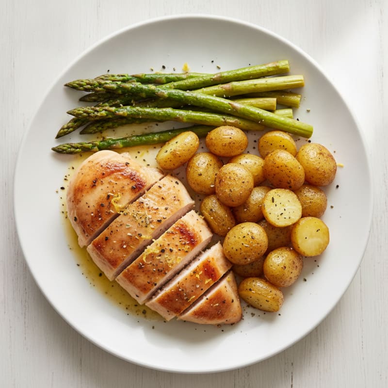 Lemon Herb Roasted Chicken with Asparagus