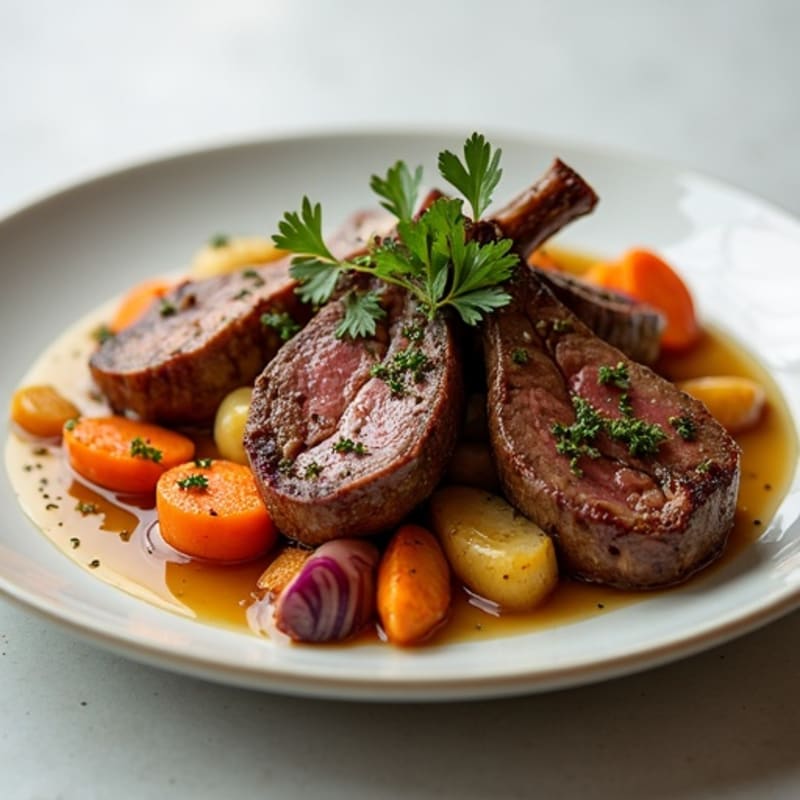 Garlic-Herb Seared Beef Tips with Roasted Root Vegetables