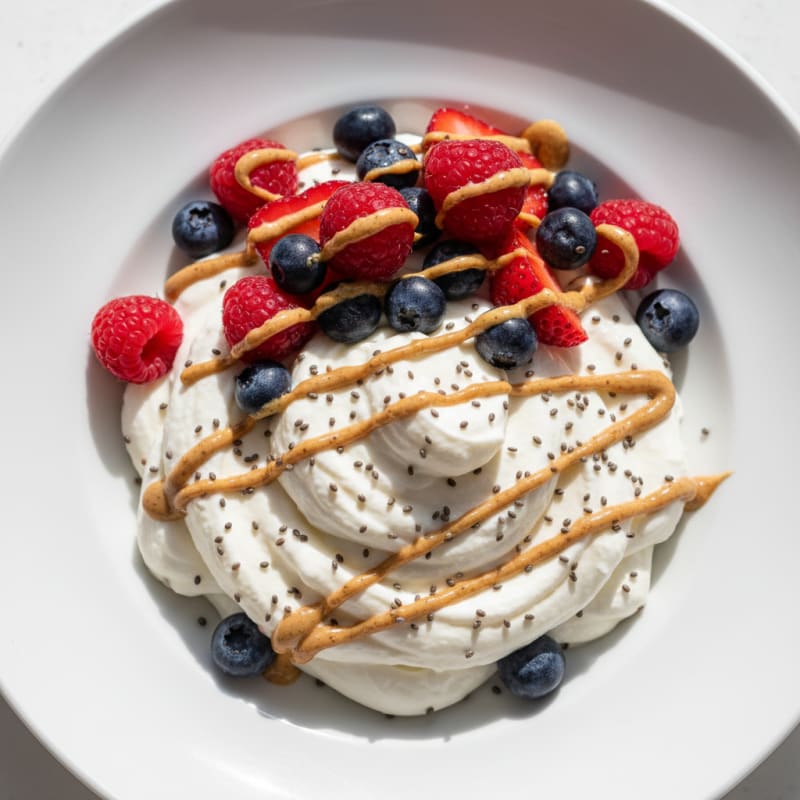 Greek Yogurt Protein Mousse with Mixed Berries