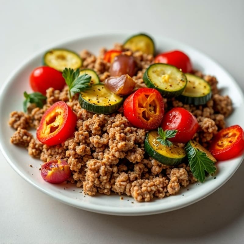 Lean Ground Turkey with Roasted Vegetables