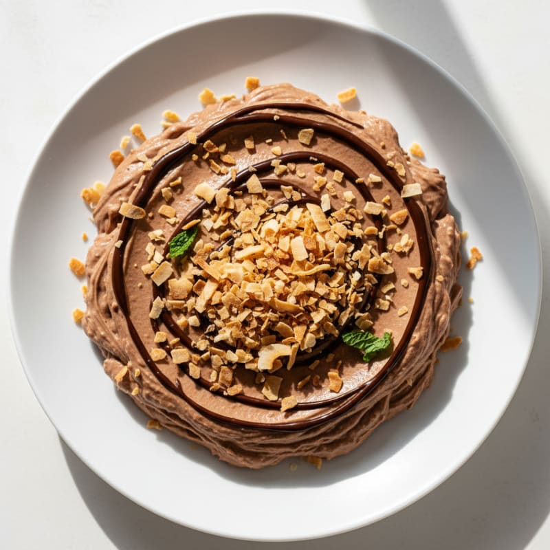 Chocolate Protein Mousse with Toasted Coconut