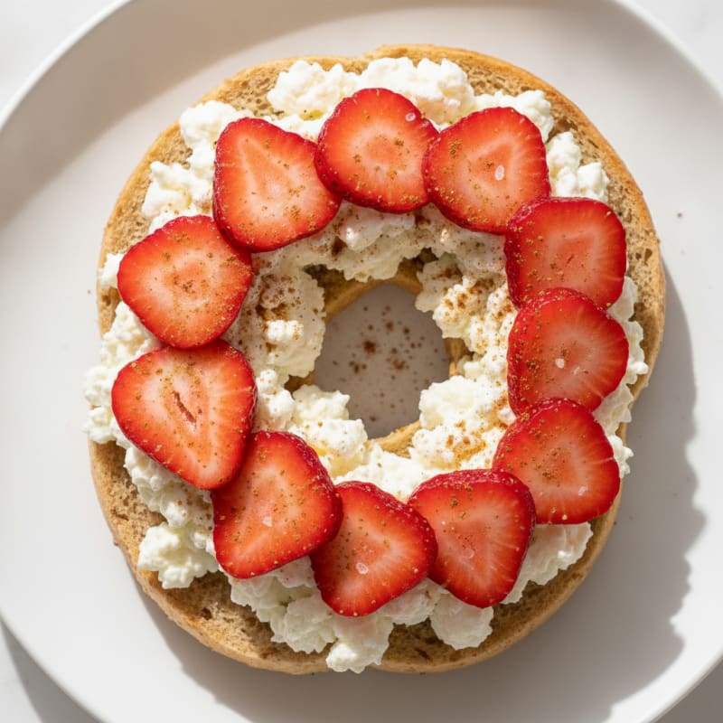 Strawberry Cottage Cheese Bagel Stack