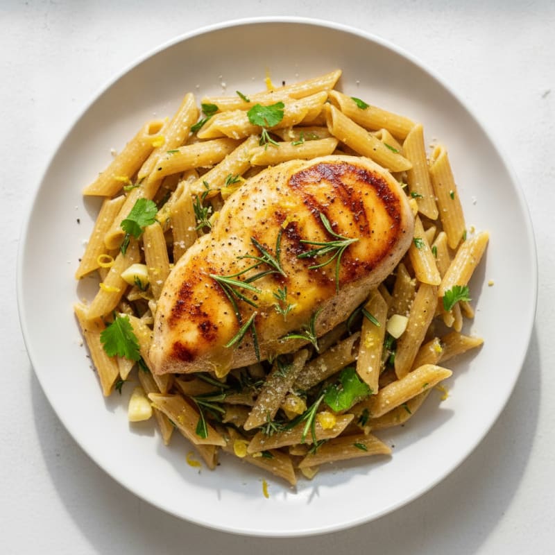 Lemon Herb Chicken with Garlic Pasta