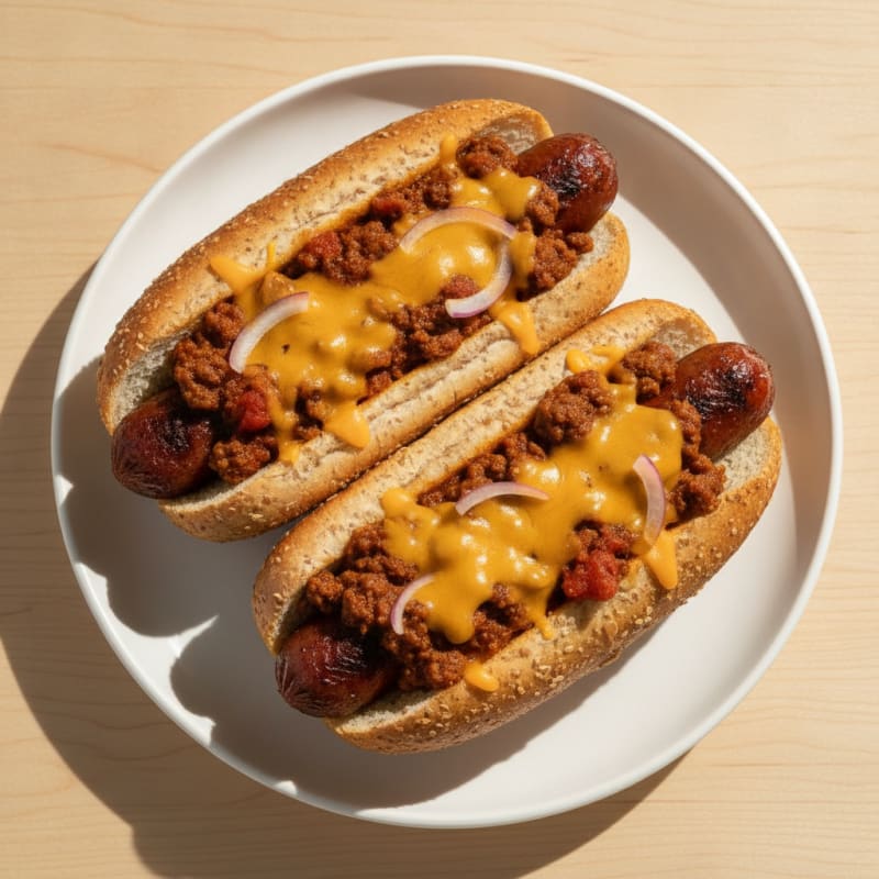 Chili Cheese Beef Hot Dogs