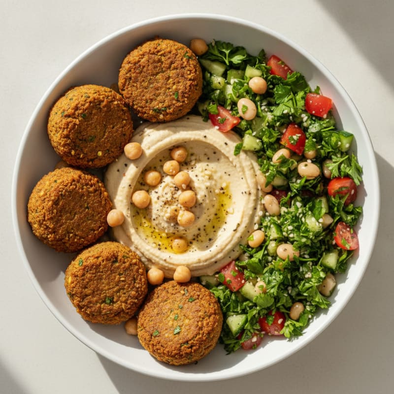 Falafel Bowl with Hummus and Tabouleh