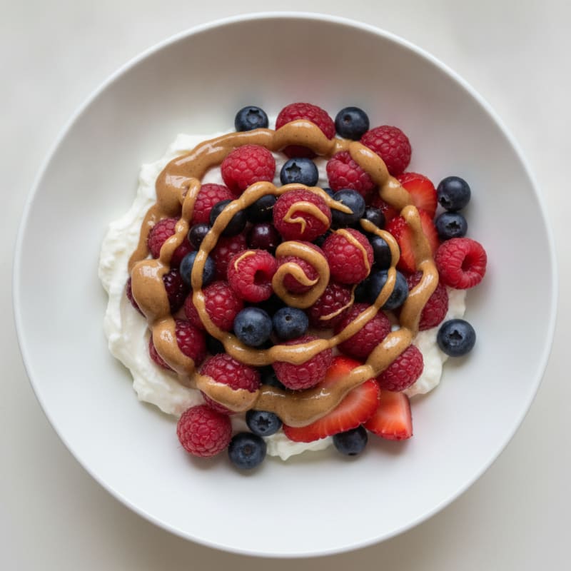 Greek Yogurt Protein Bowl with Mixed Berries and Almond Butter