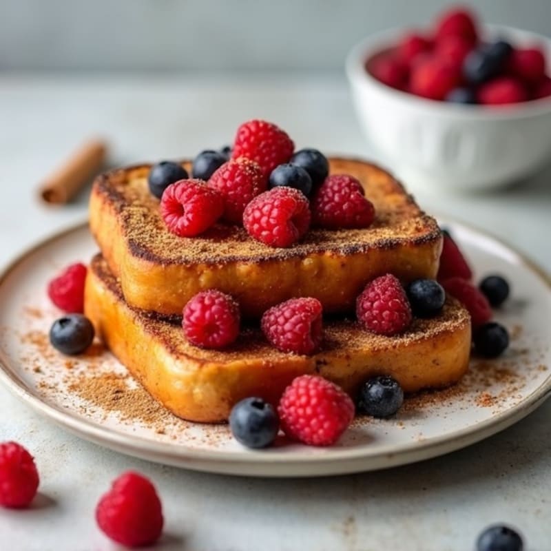 High-Protein Cinnamon French Toast with Fresh Berries
