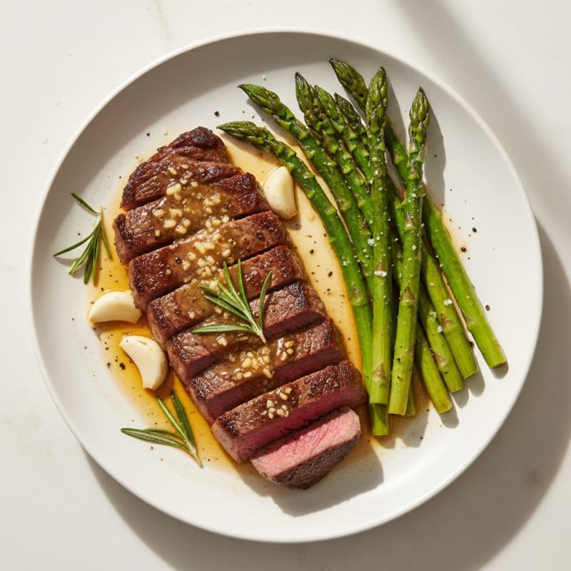 Garlic Herb Butter Steak with Asparagus