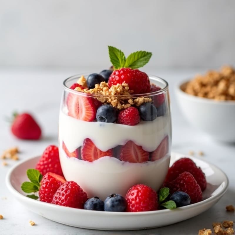 Greek Yogurt Protein Parfait with Mixed Berries