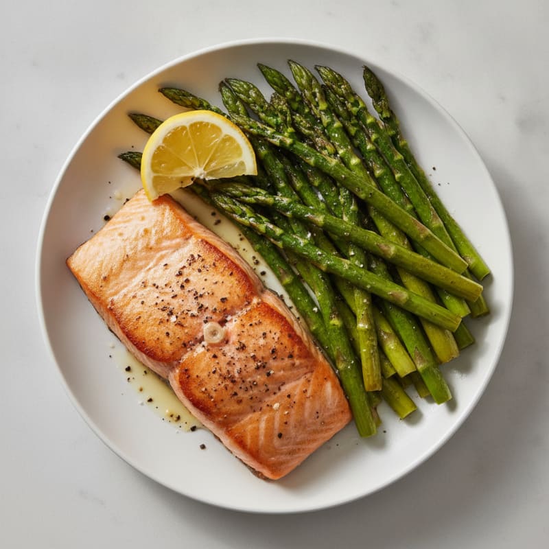Pan-Seared Salmon with Roasted Asparagus