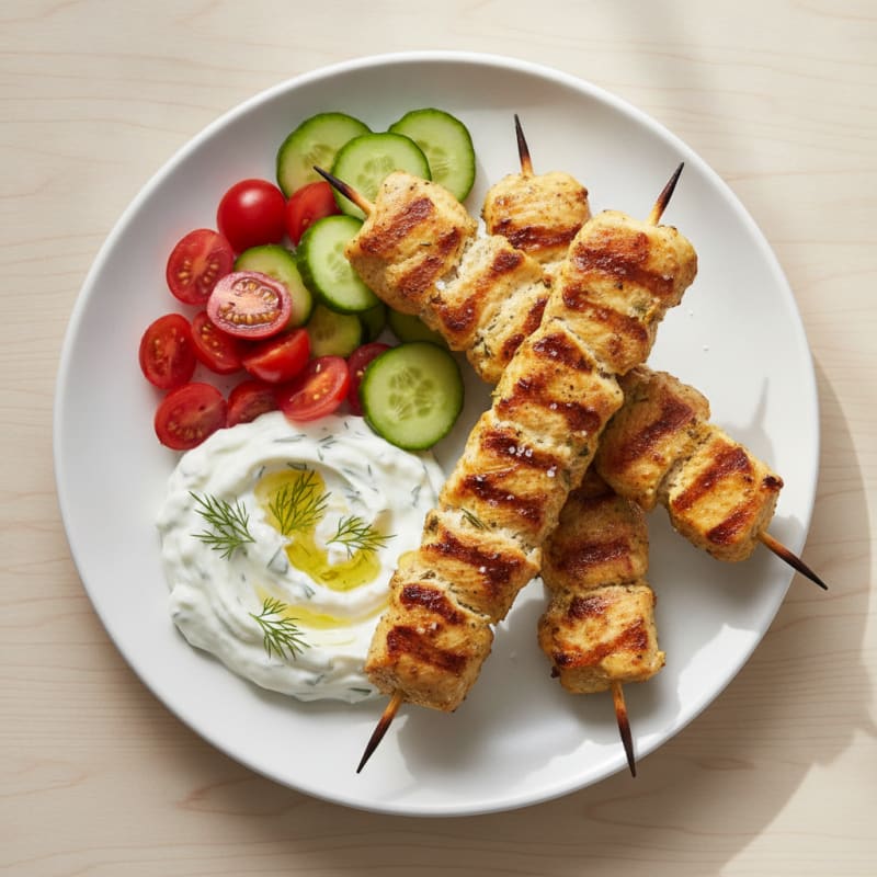 Chicken Souvlaki Skewers with Tzatziki