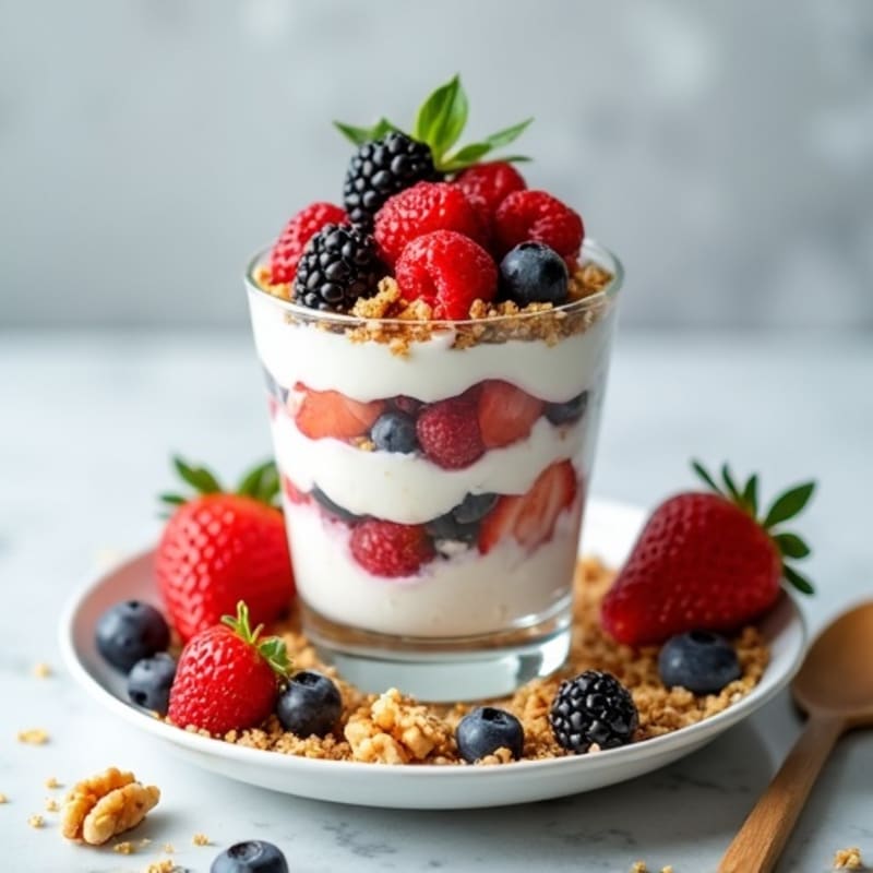 Greek Yogurt Parfait with Mixed Berries and Chia Seeds