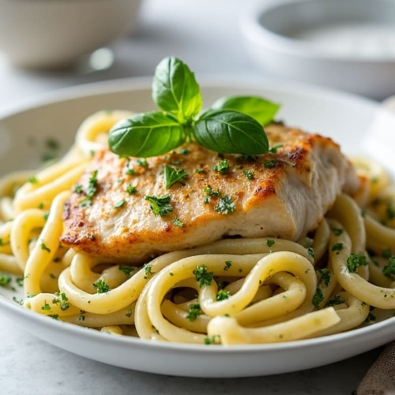 Creamy Pesto Chicken Pasta with Fresh Herbs