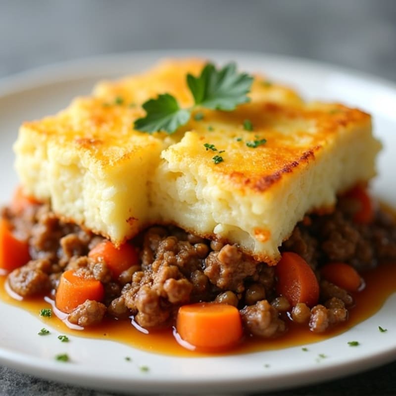 Savory Lean Ground Beef Shepherd's Pie with Creamy Cauliflower Potato Topping